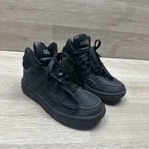 Adidas Hoops Mid‎ 3.0 Youth size 11K Black On Black Basketball Shoes Very Nice